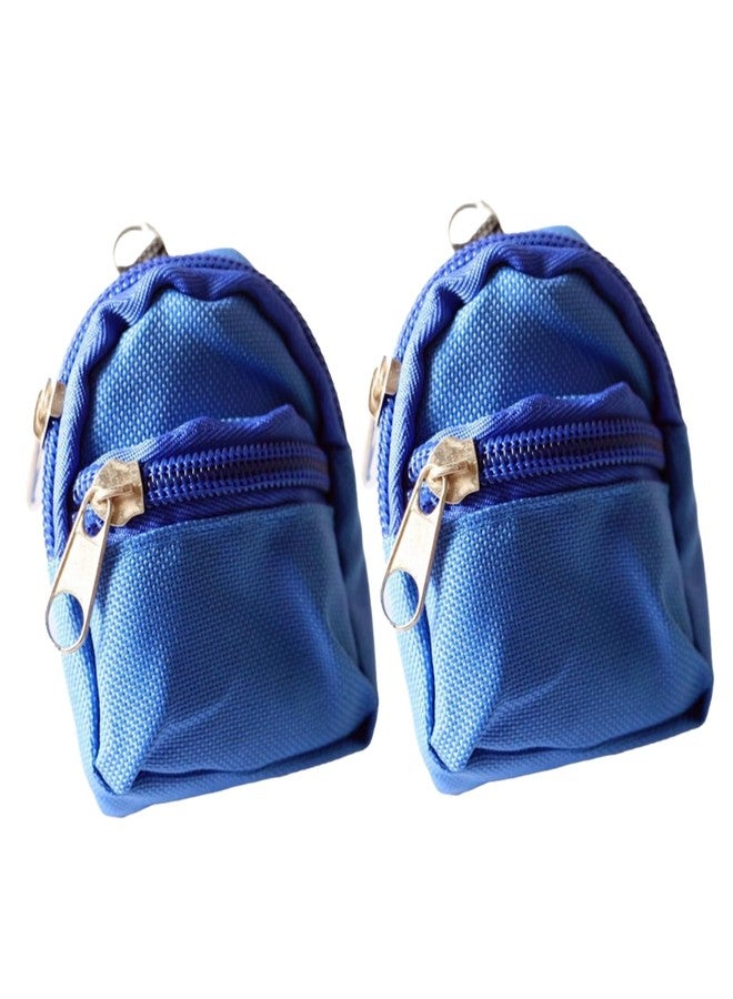 Mozff 2Pcs Blue Mini Doll Backpack School Bag Model Dollhouse School Accessory for 1/6 Scale Décor,Simulation Mini School Bag Model, for Doll House Furniture Decor Dollhouse Accessories - Image 1